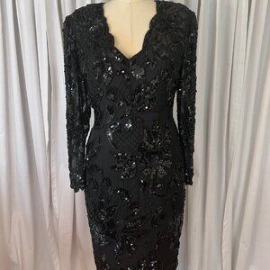Vintage Black Tie Sequin Dress